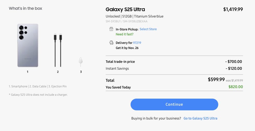 Samsung Kicks $820 Off Galaxy S25 Ultra With Free Storage Upgrade